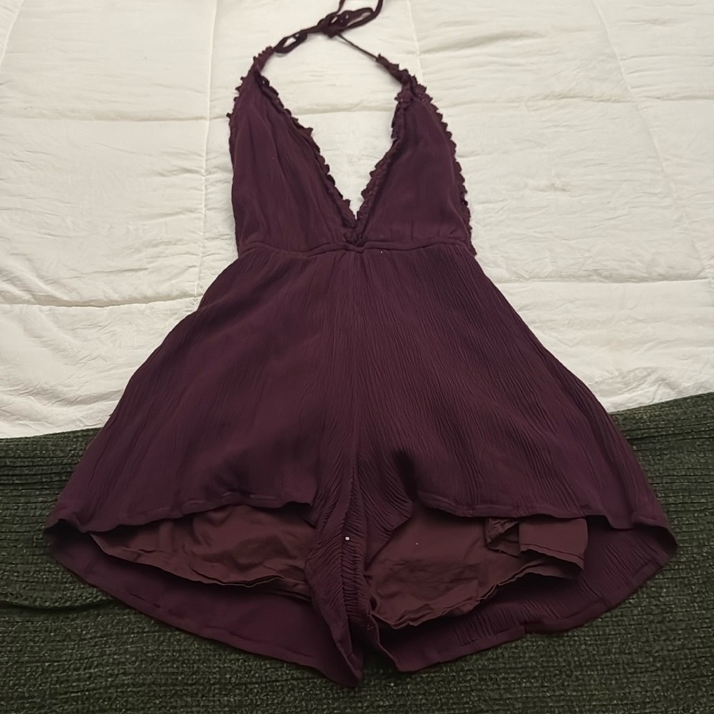 Kendall and Kylie Maroon wine jumper romper open back deep V